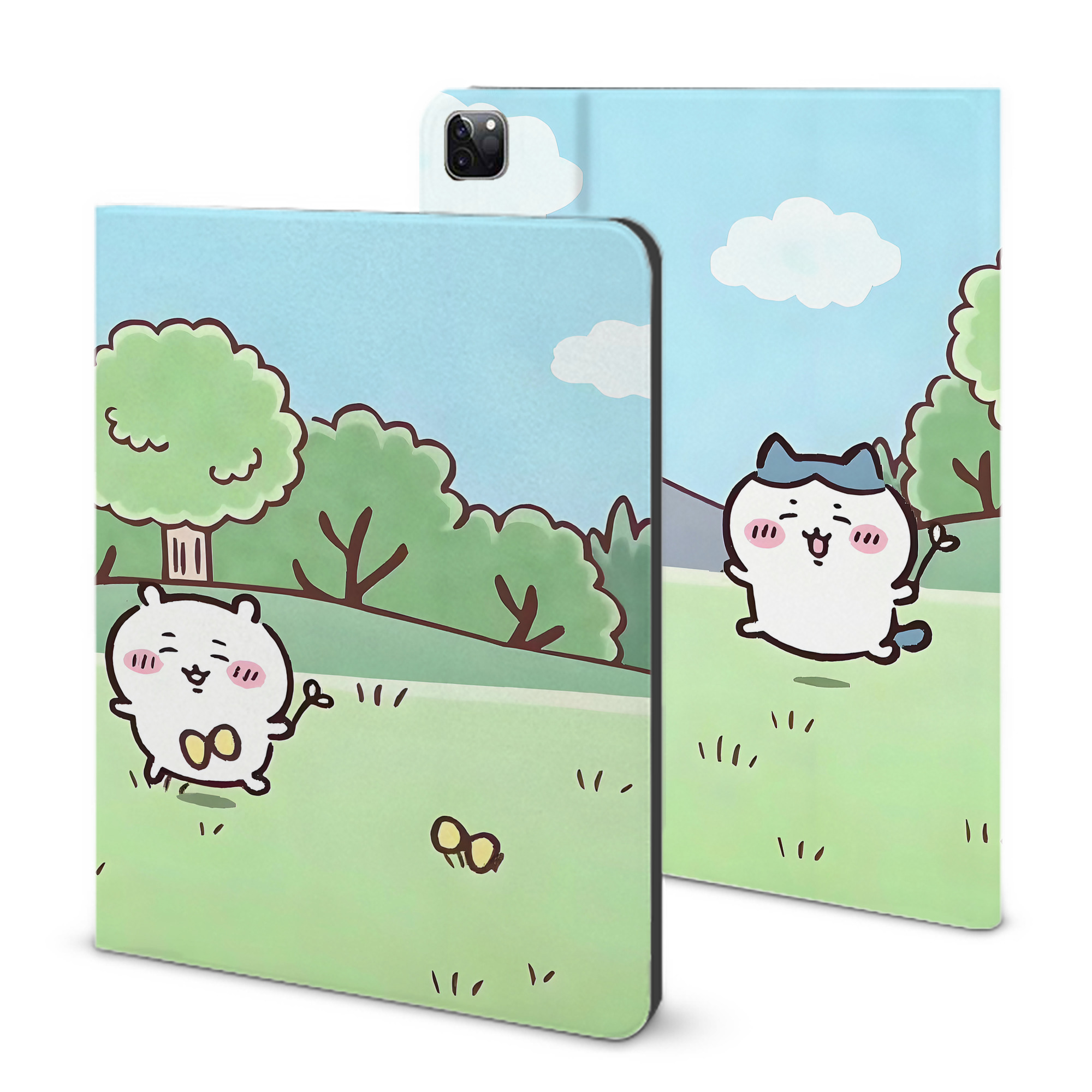 （画像用） ちいかわ Chii-kawa IPad ケース ブック型 PUレザー TPU 耐衝撃 軽量 薄型 ペン収納なし 全面保護 IPad 各モデル対応